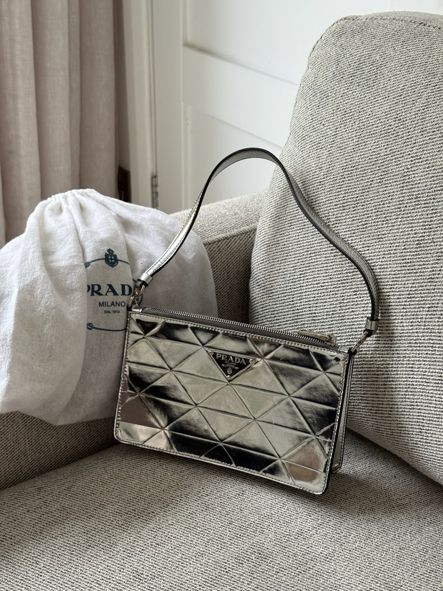 Prada Silver Metallic Leather Mini-Bag