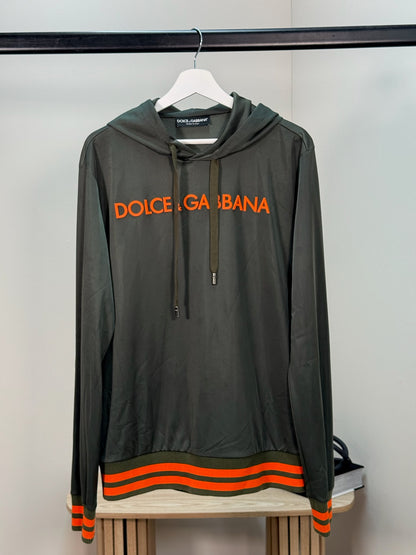 Dolce Gabbana Khaki Grey And Orange Logo Hoodie - 50-DG
