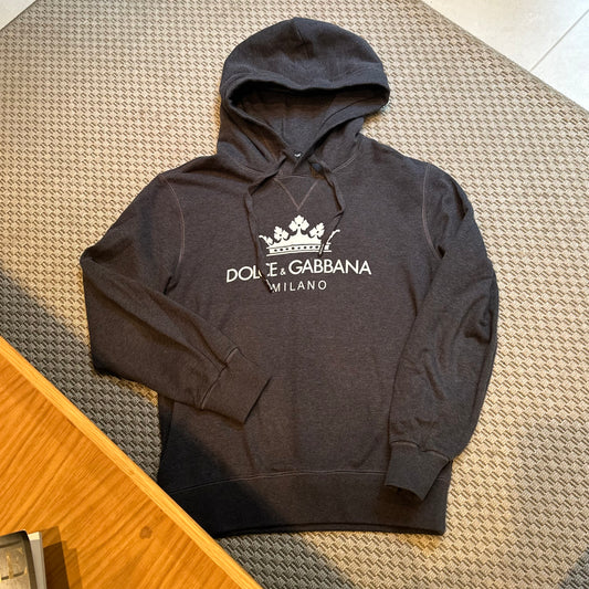 Dolce & Gabbana Grey & White Logo Hoodie - Small