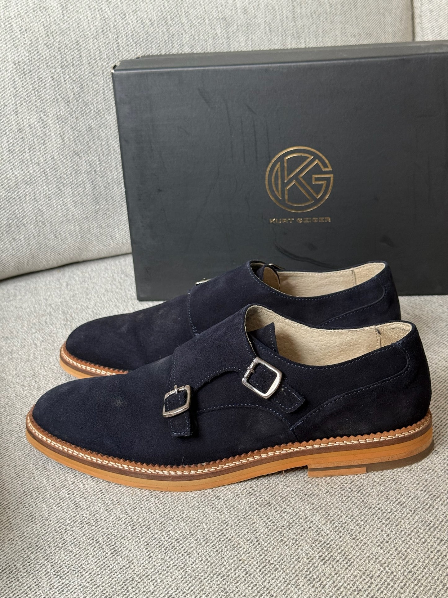 Kurt Geiger Blue Suade Buckle Boat Shoes - 42