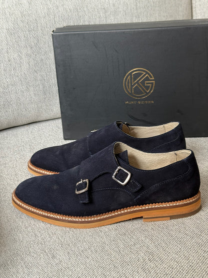 Kurt Geiger Blue Suade Buckle Boat Shoes - 42