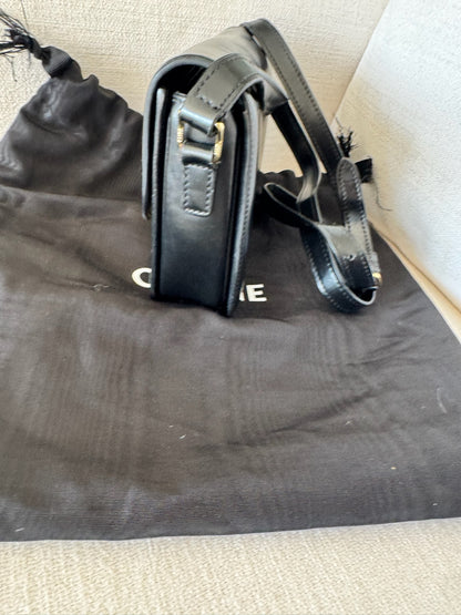 Celine Black Teen Triomphe Bag Black Calfskin
