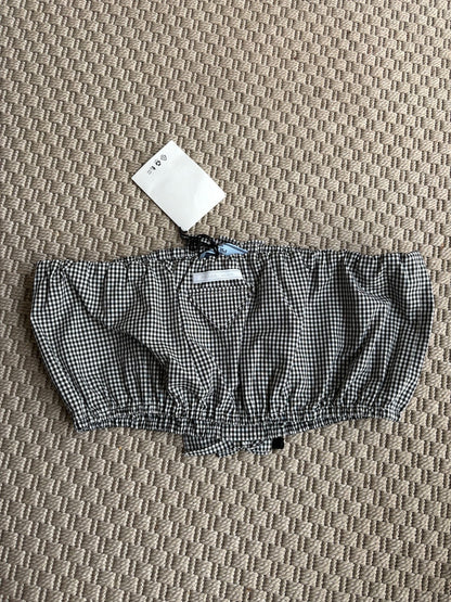 Prada Black & White Gingham Boob Tube - New In Tags 38/small