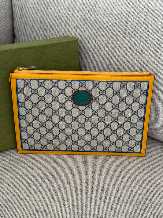 Gucci Yellow Supreme Leather Clutch Bag Brand New