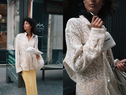 Muster Cream Embroidery Shirt - New In Tags 36/small