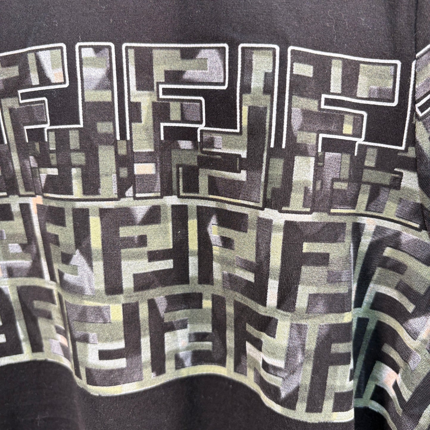 Fendi Black & Camo FF Print T-Shirt – Small