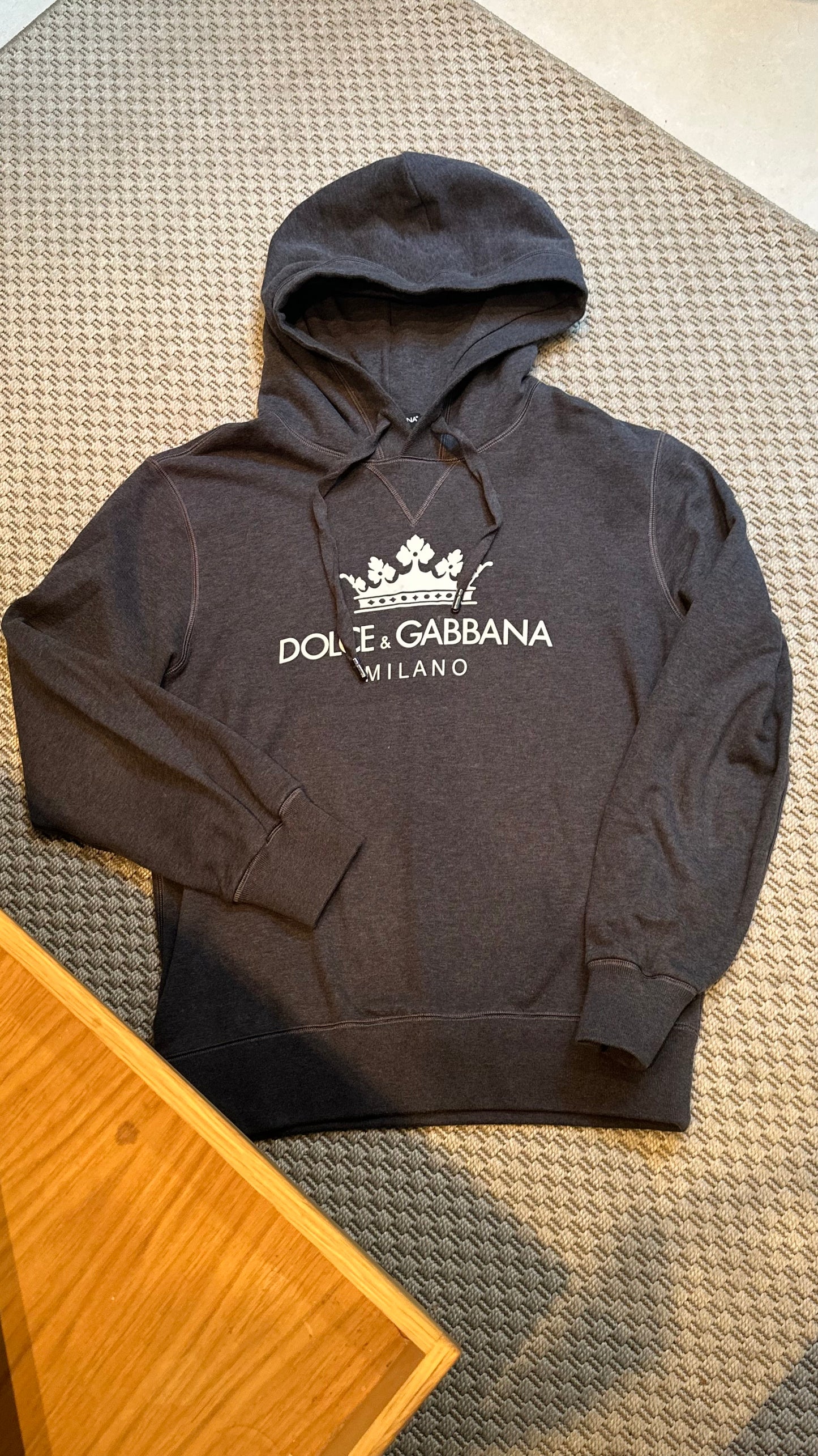 Dolce & Gabbana Grey & White Logo Hoodie - Small