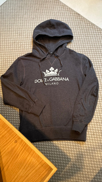 Dolce & Gabbana Grey & White Logo Hoodie - Small