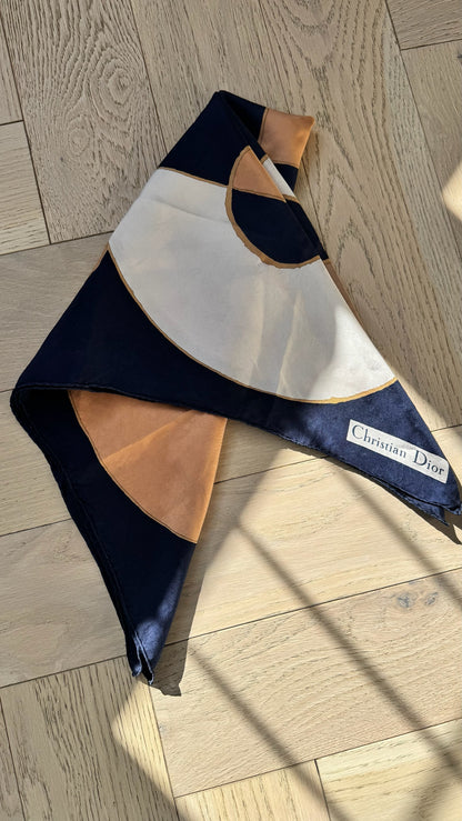 Christian Dior Navy Orange Silk Scarf – 90 x 90 cm