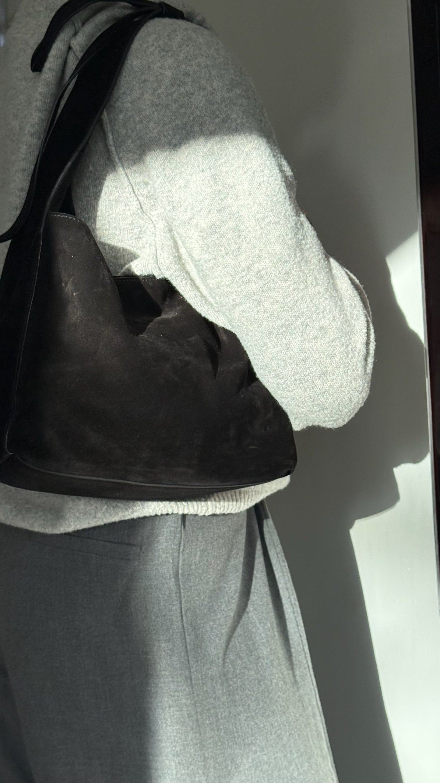 Reformation Small Vittoria Tote in Black Suede