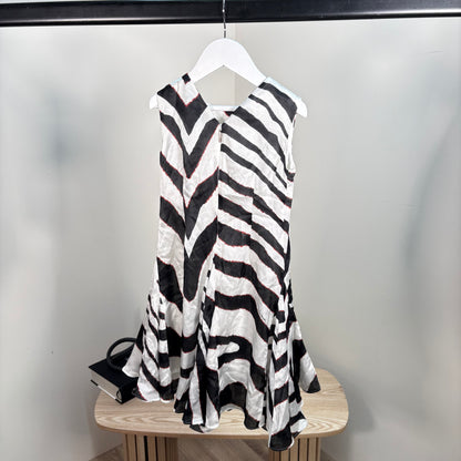 Kids Roberto Cavalli Black & White Silk Stripe Zebra Dress – New In Tags Age 5