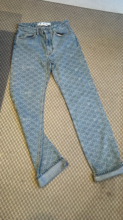 Off-White Denim Monogram Straight Jeans — W27