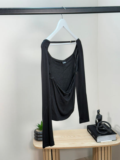 Jacquemus Black Detailed Open-Back Camisole Long Sleeve - Small