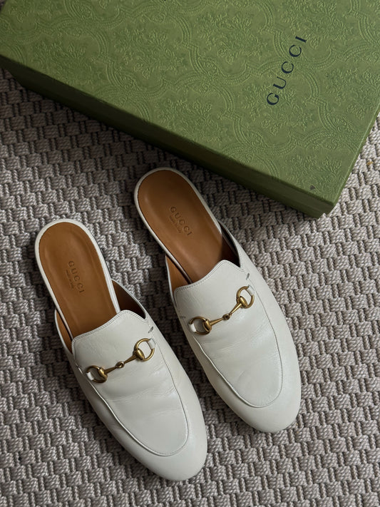 Gucci Cream Princetown Slider -UK 5.5