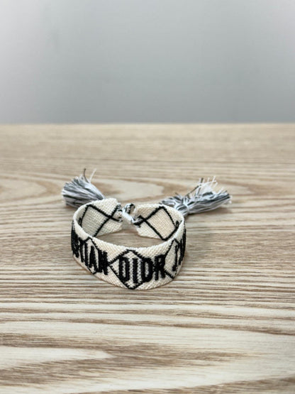 Dior Black White X Cross Woven 'J'Adior' Friendship Bracelet - One Size