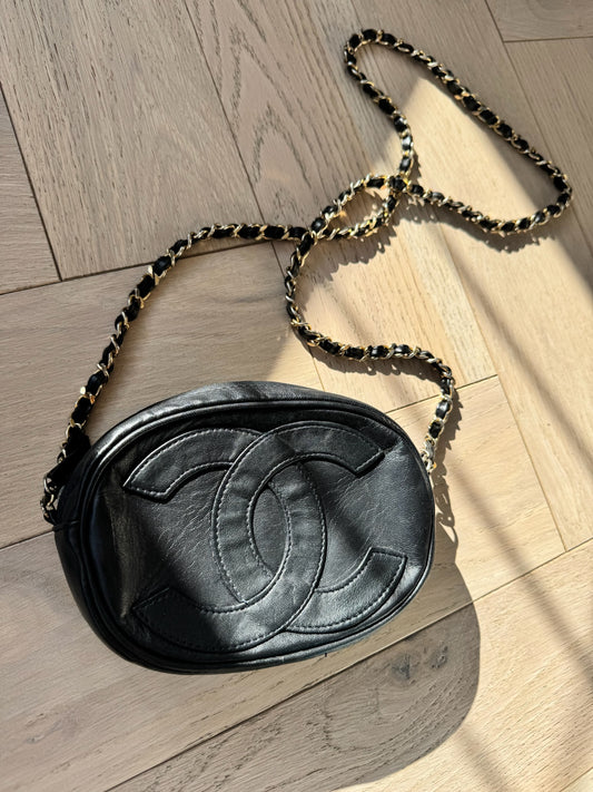 Chanel Black Oval Vintage Chanel Mini