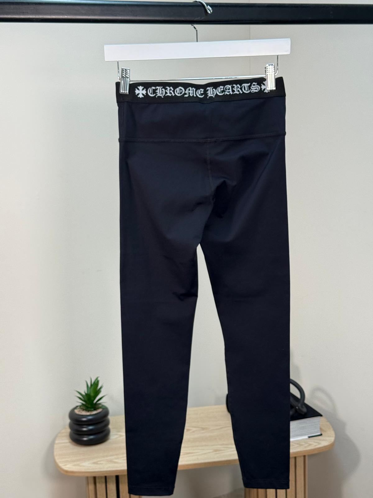 Chrome Hearts Black Logo Waist Leggings - Medium