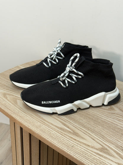 Balenciaga Black And White Speed Trainers - Uk 9