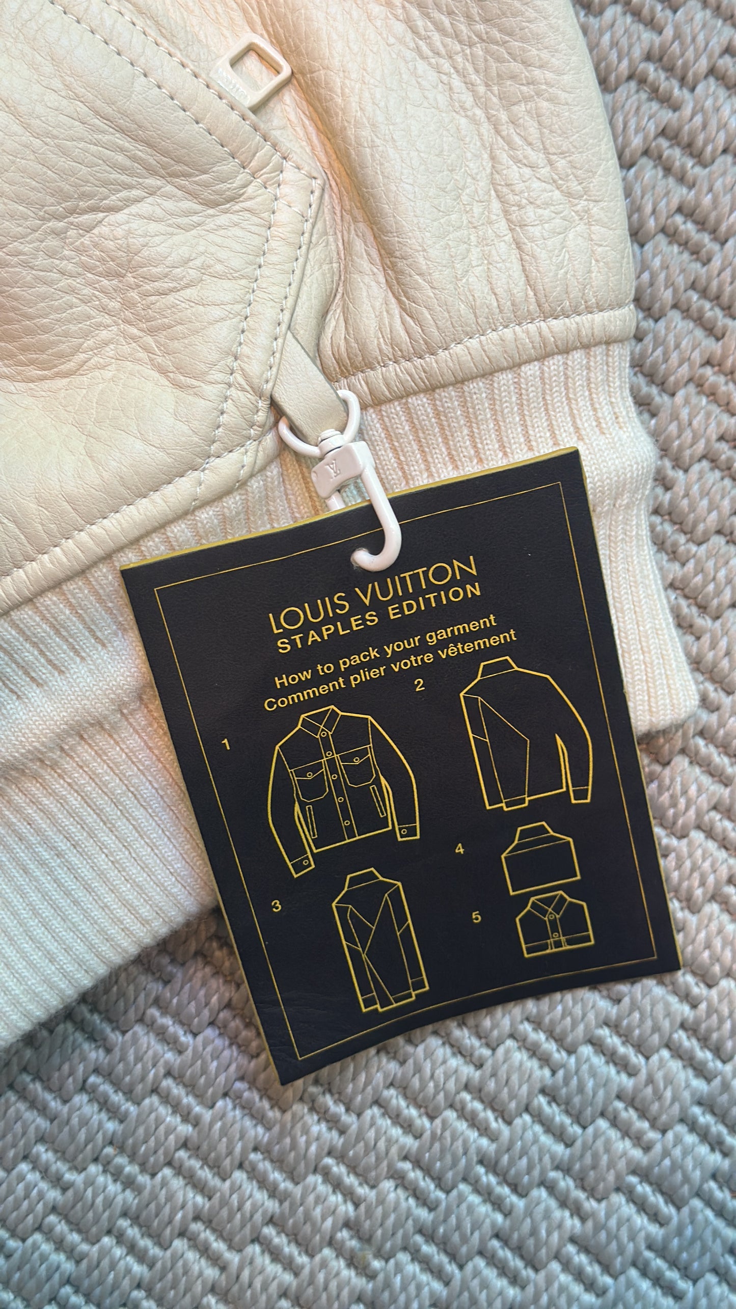 Louis Vuitton White/Cream Staples Edition Leather Aviator Bomber Jacket. collectors item , Brand New - XXL