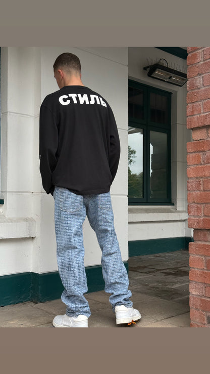 Heron Preston Black Longsleeve Skull Fire T-Shirt-Large