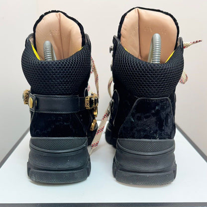 Gucci Black Crystal Velvet Flashtreck Chunky Boots – EU 37.5 / UK 4.5