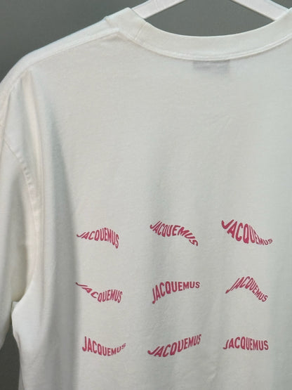 Jacquemus White Pink Le Vague Cotton T-Shirt - Large