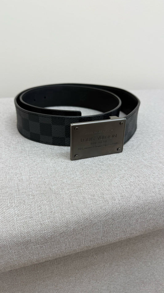 Louis Vuitton Inventeur Reversible Belt Damier Graphite Leather, Brand New