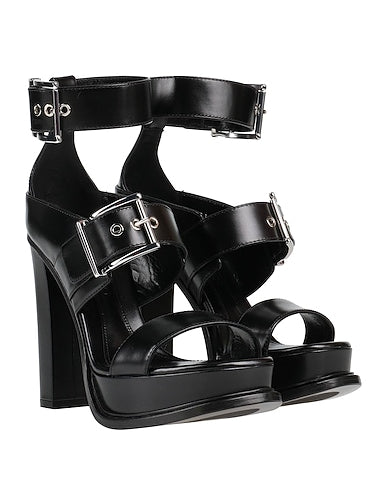 Alexander McQueen Black Buckle Platform Chunky Heels – Brand New EU 38.5 / UK 5.5