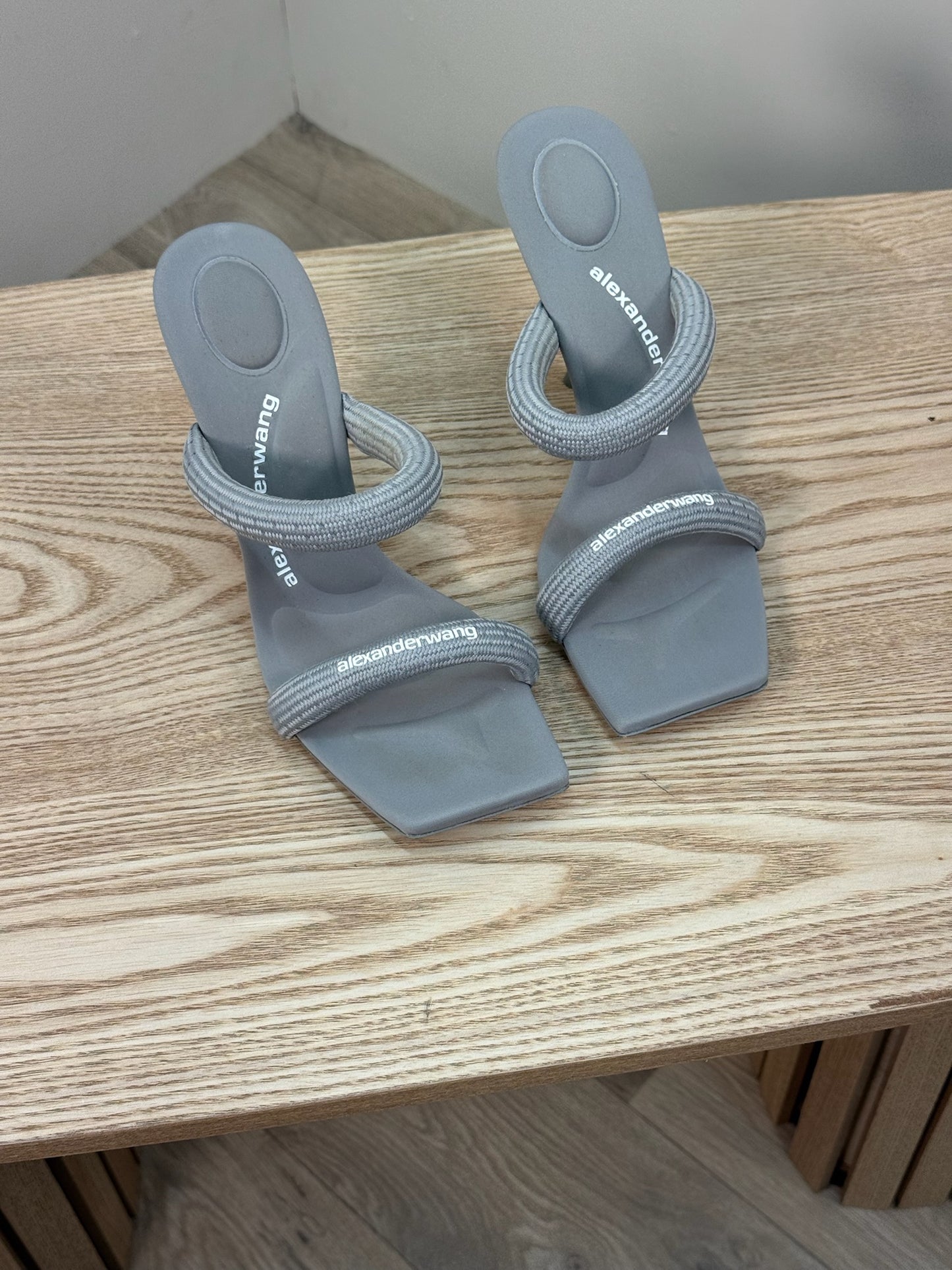 Alexander Wang Gray Julie 105mm Nylon Tubular Heeled Sandals - UK 5.5