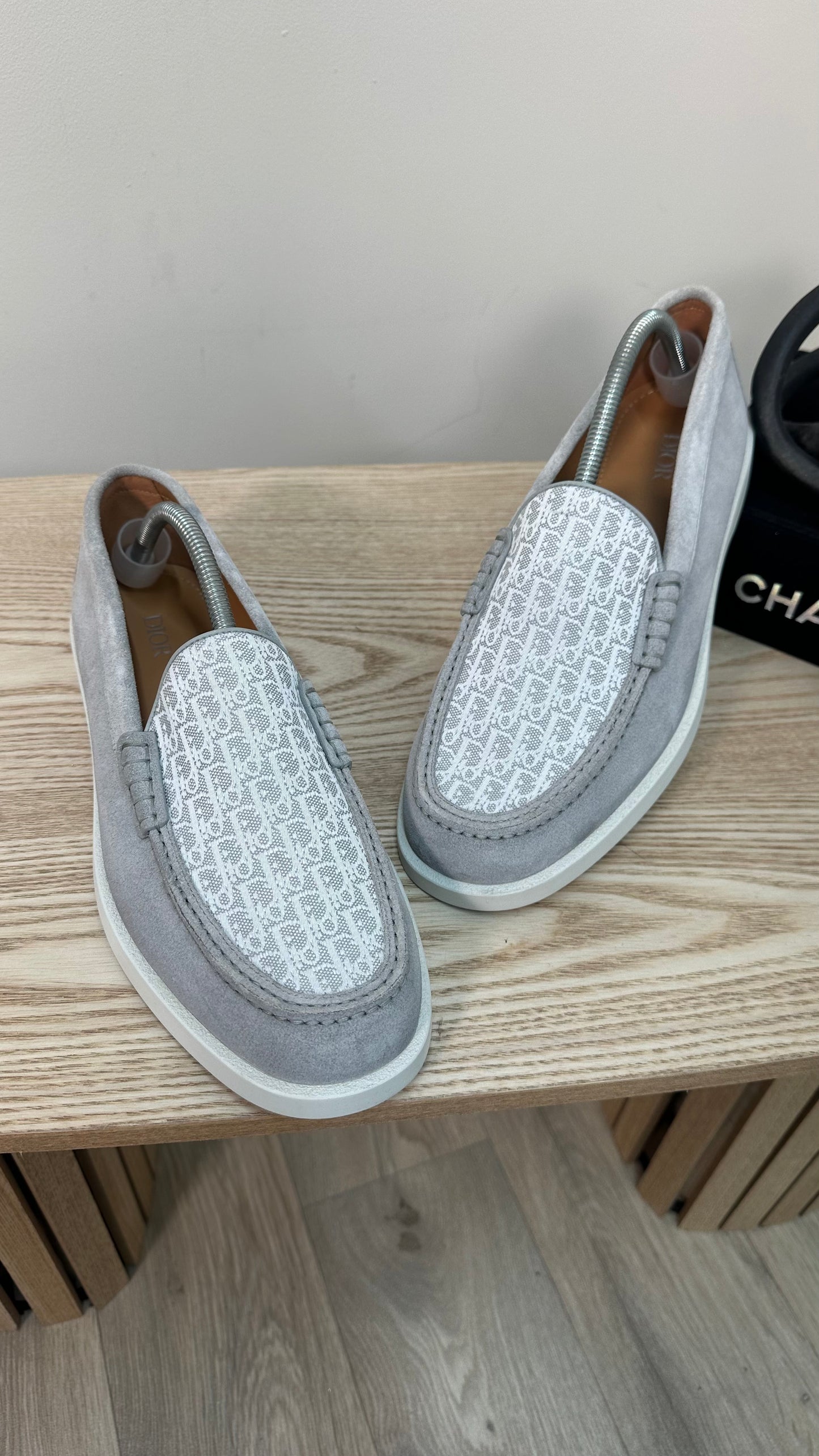 Dior Granville Light Grey Suede Oblique Loafer – UK 8