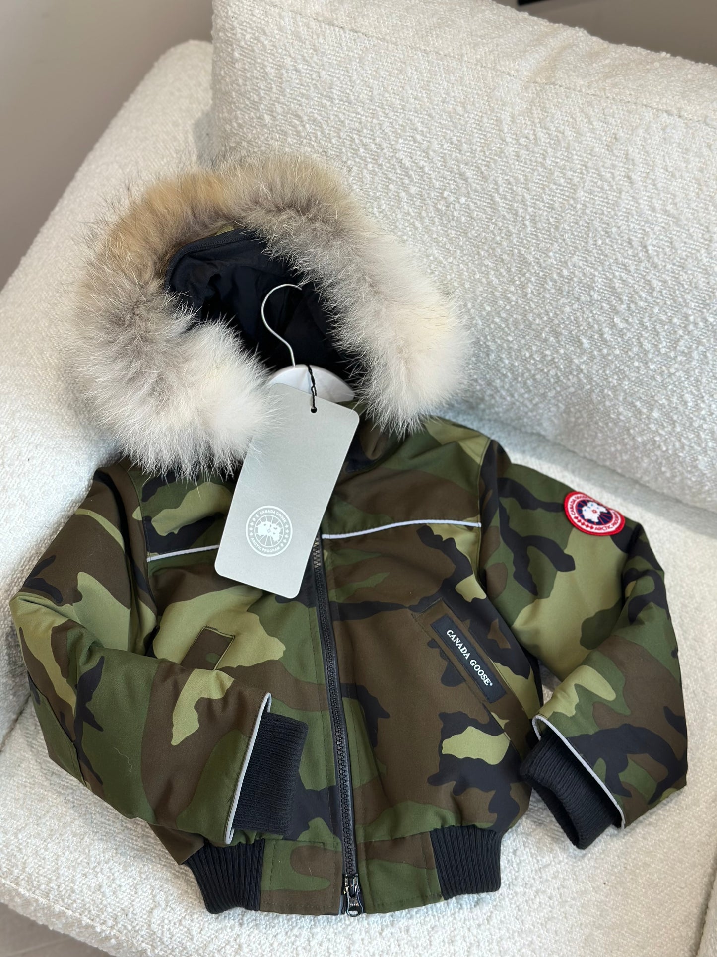 Canada Goose Kids Camo Grizzly Bomber Fur Coat - Brand New In Tags Age 1-2