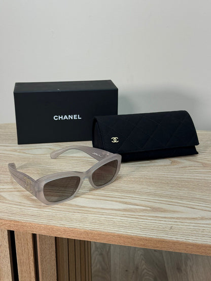 Chanel Grey Clear CC Logo Sunglasses - One Size