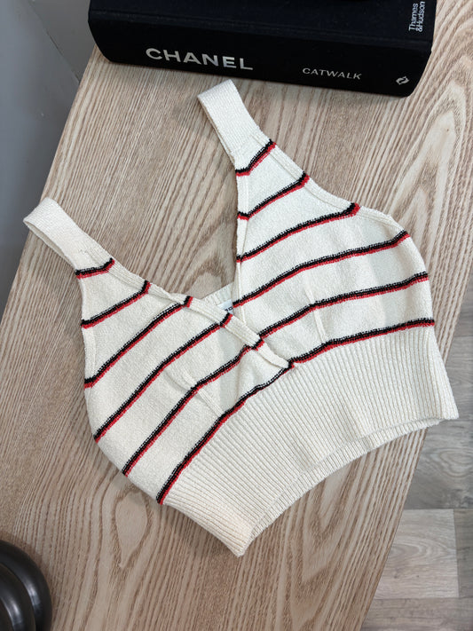 Sonia Rykiel Black & Red Striped Crop Top - Medium
