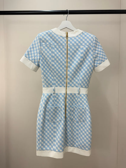 Balmain Blue White Checked Dress -UK 6/34