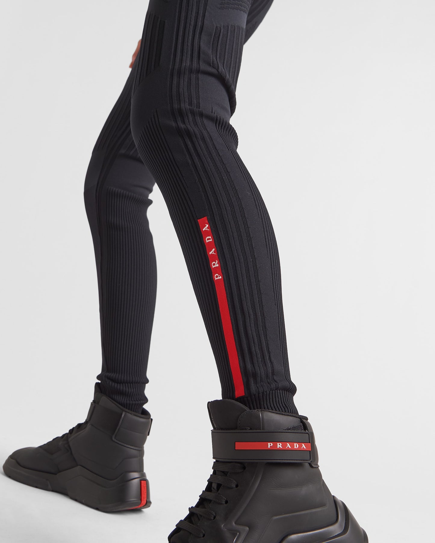 Prada Black Ribbed Re-nylon Highrise Leggings - Small