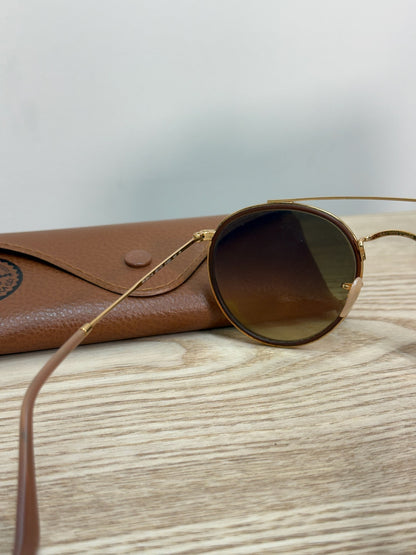 Ray-Ban Gold Round Frame Reflective Glasses - One Size