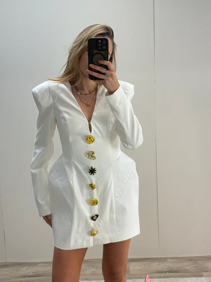 Atoir White Multi Button Structured Florance Dress- UK 6