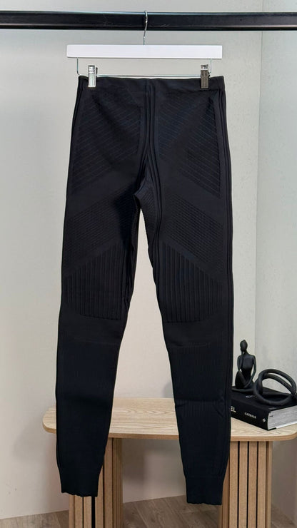Prada Black Ribbed Re-nylon Highrise Leggings - Small