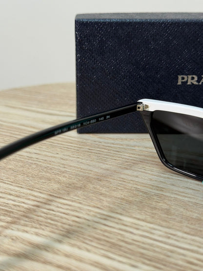 Prada Black Skinny White Band Sunglasses - Brand New In Box