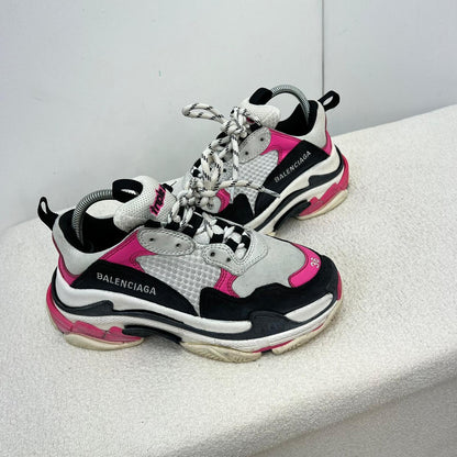 Balenciaga Pink Black Triple S Trainers - UK 3