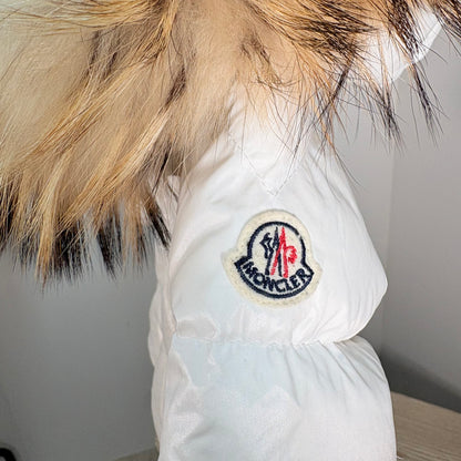 Kids Moncler Cream Padded Fur Trim Puffer Coat – 9-12 Months