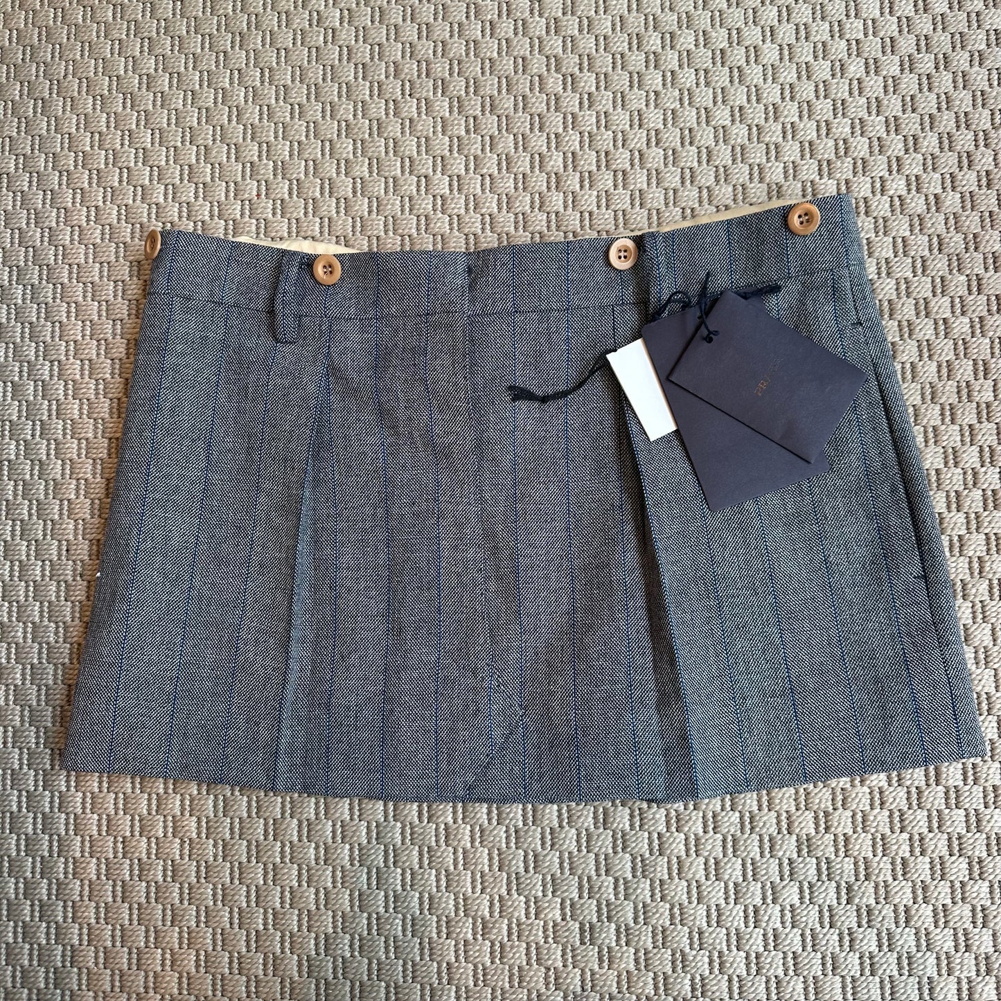 Prada Blue Pinstriped Mini Skirt, Brand New  - IT 38/S-M