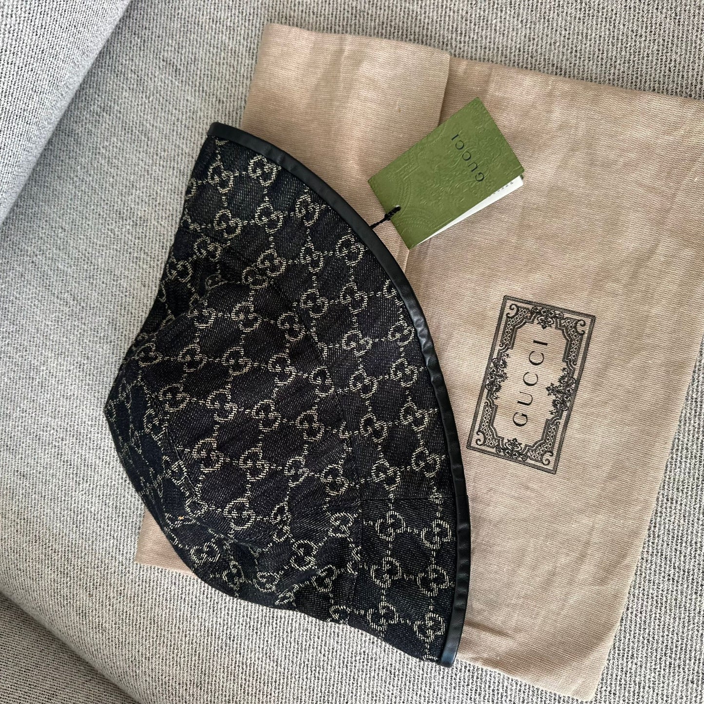 Gucci Mens Gucci Grey GG Denim Bucket Hat – 58cm