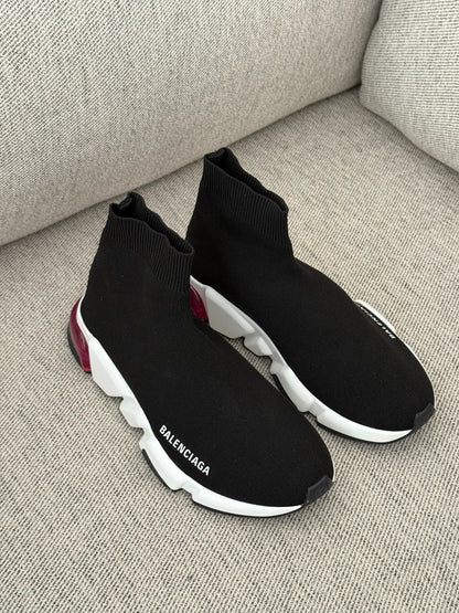 Balenciaga Black White Pink Speed Trainers- UK 5