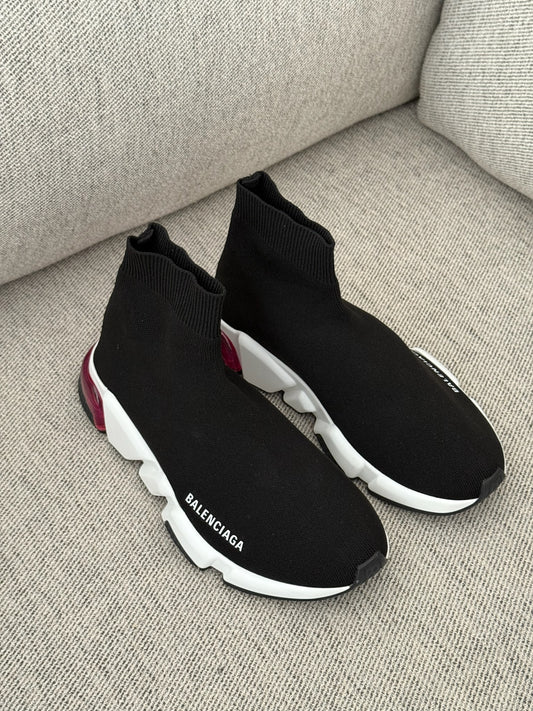 Balenciaga Black White Pink Speed Trainers- UK 5