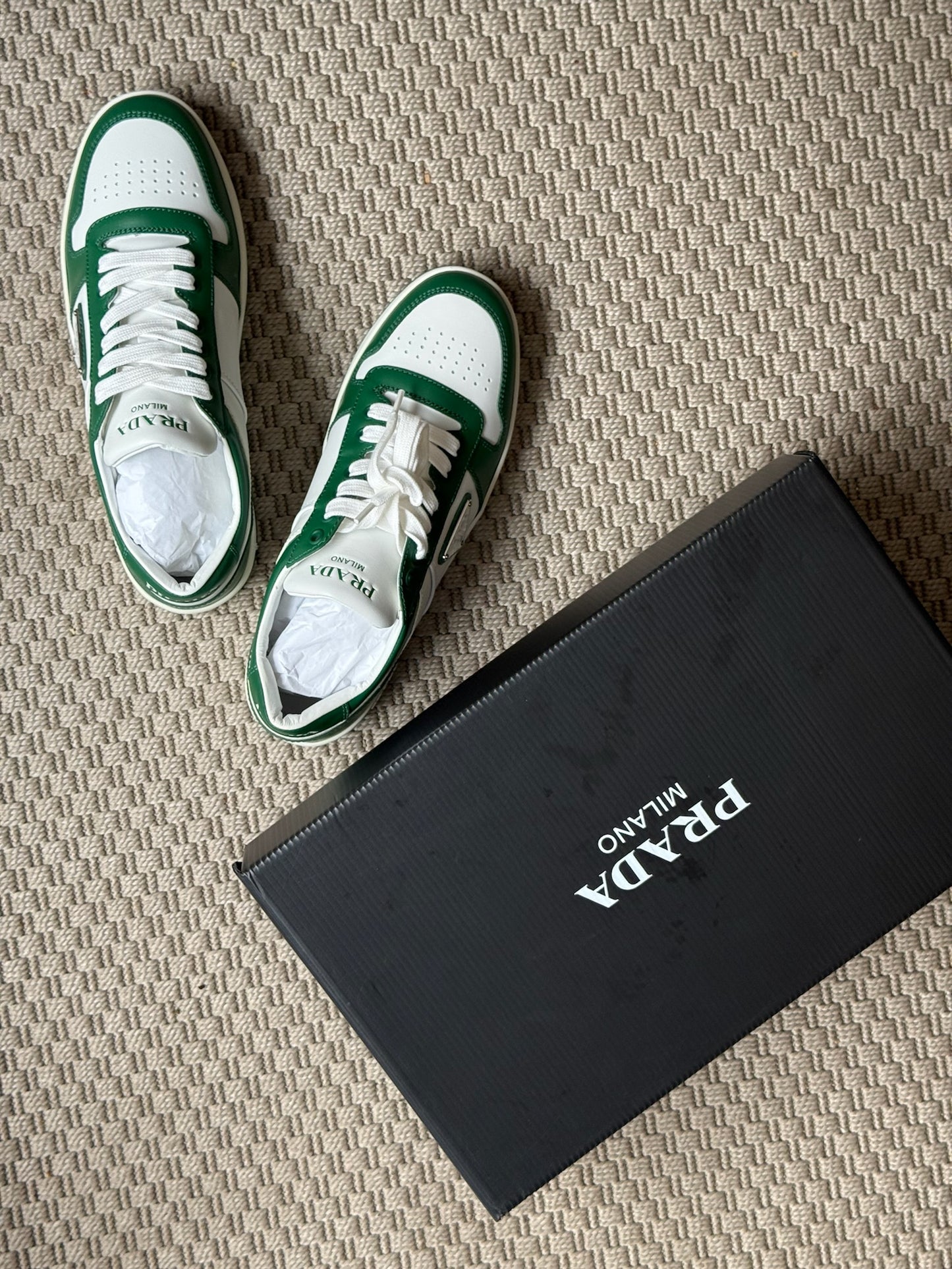 Prada Downtown Low Green Trainers- Brand New - UK 6