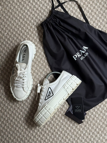 Prada White And Black Double Wheel Trainers -UK 5