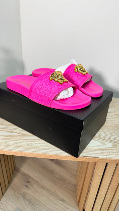 Versace Pink Medusa Pool Slides - UK 5