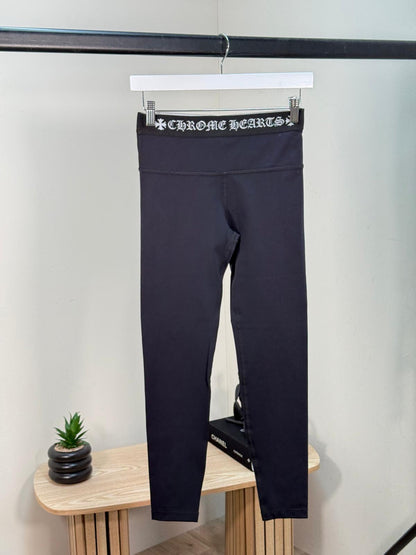 Chrome Hearts Black Logo Waist Leggings - Medium