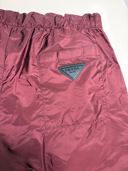 Prada Burgundy Wide Leg Technical Zip Shorts – Large